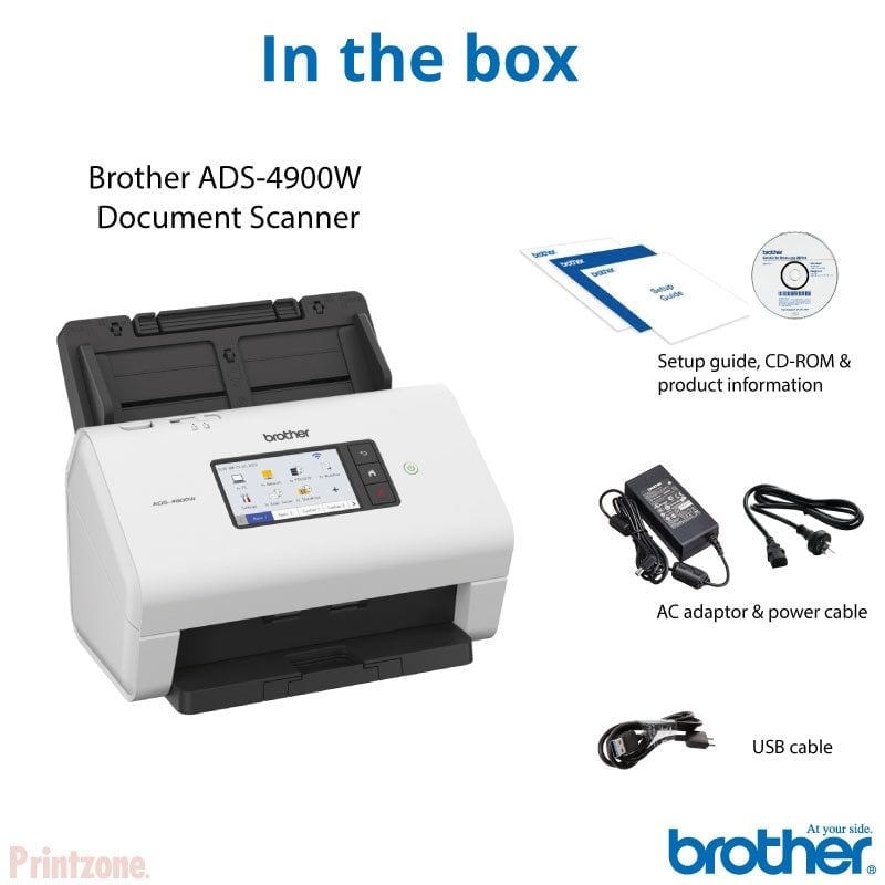 Brother HL-L5210DWT Mono Laser Printer / Extra 250sht Tray / Brother ADS-4900W Value Bundle