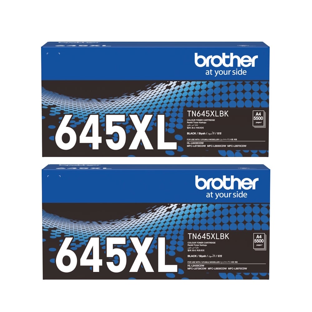 Genuine Brother TN-645XLBK High Yield Black Toner 2 PACK