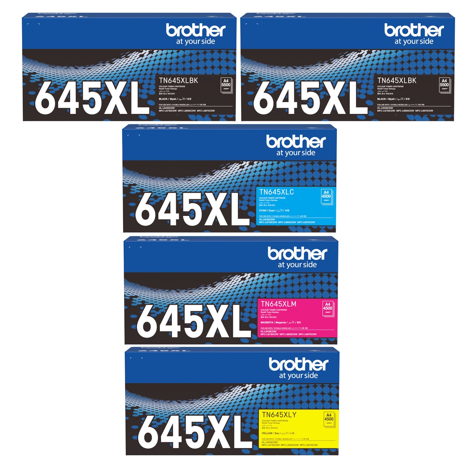 Genuine Brother TN-645XL High Yield Toner Combo Value Pack PLUS EXTRA BLACK