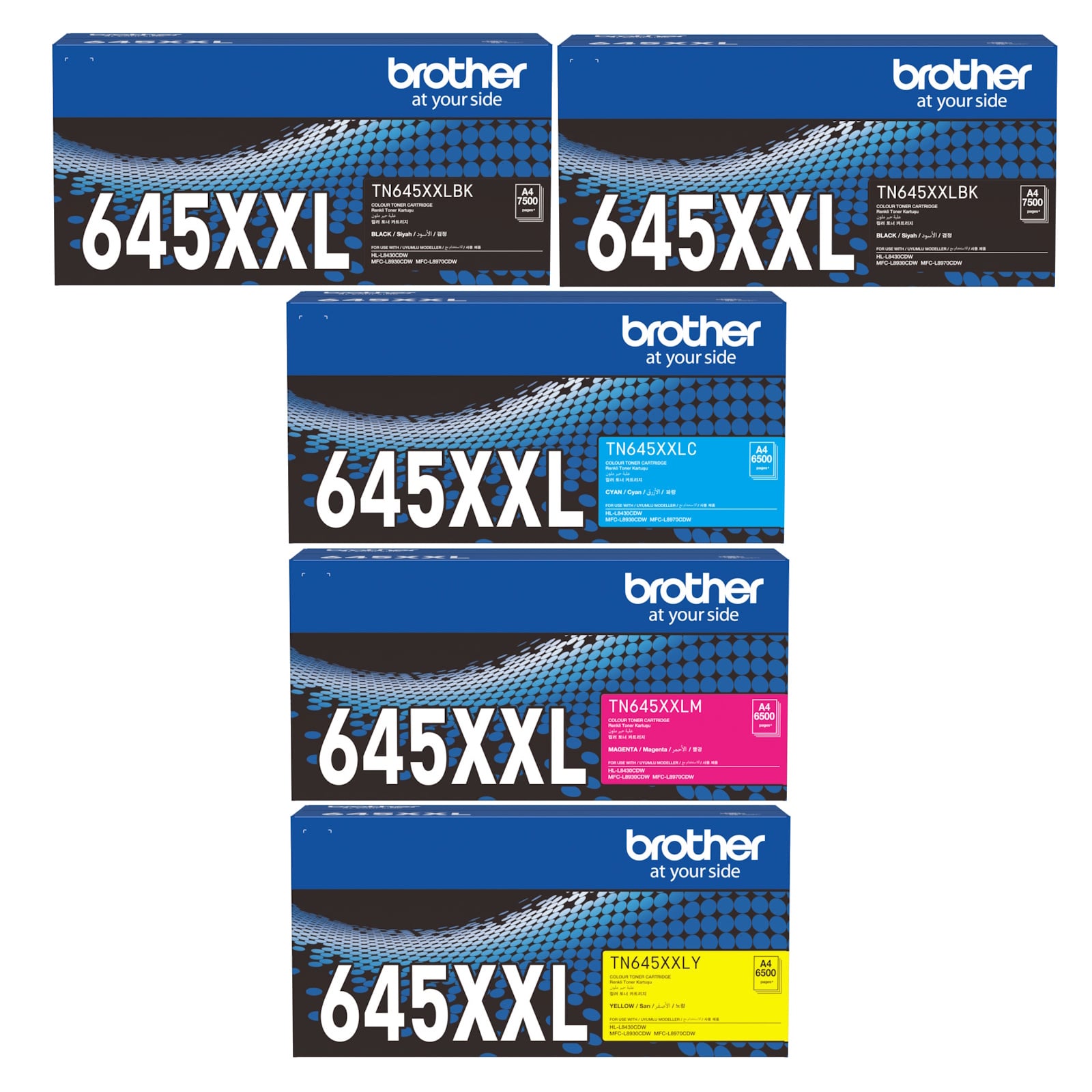 Genuine Brother TN-645XXL Extra High Yield Toner Combo Value Pack PLUS EXTRA BLACK