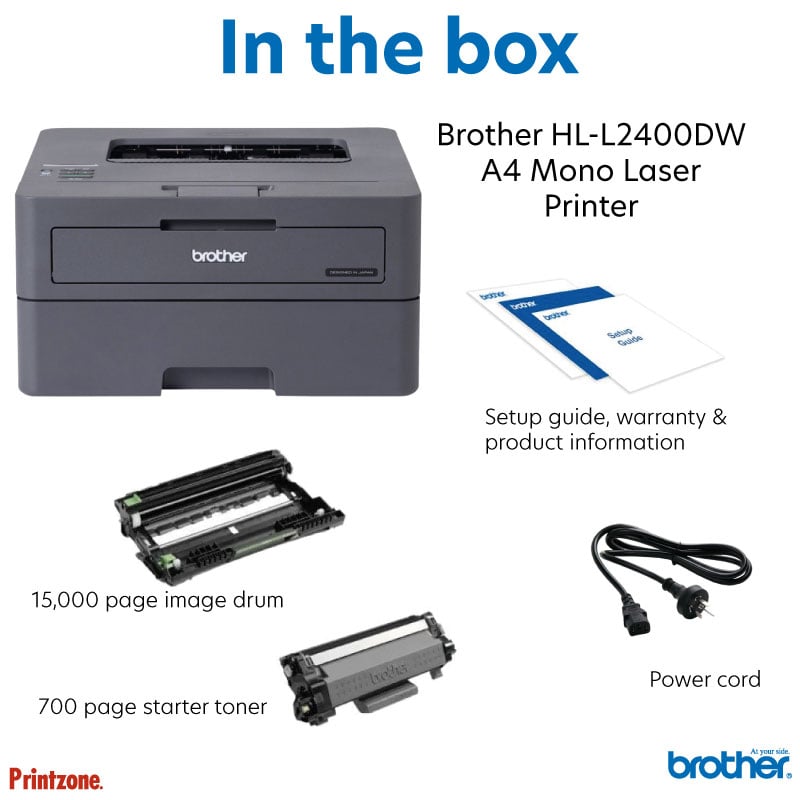 Brother HL-L2400DW Compact Mono Laser Printer 30ppm / Duplex / Wireless