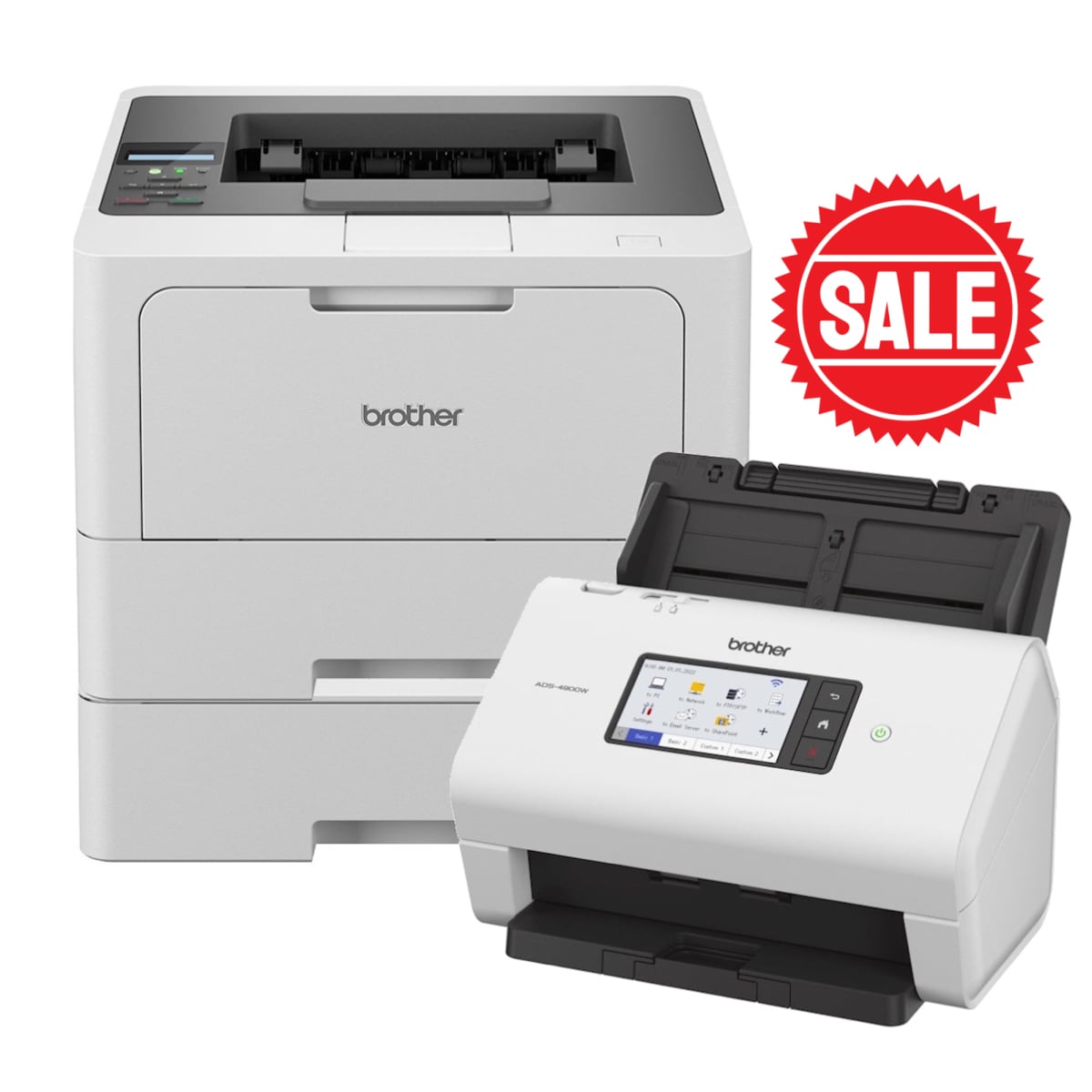 Brother HL-L5210DWT Mono Laser Printer / Extra 250sht Tray / Brother ADS-4900W Value Bundle Brother HL-L5210DWT Mono Laser Printer / Extra 250sht Tray / Brother ADS-4900W Value Bundle