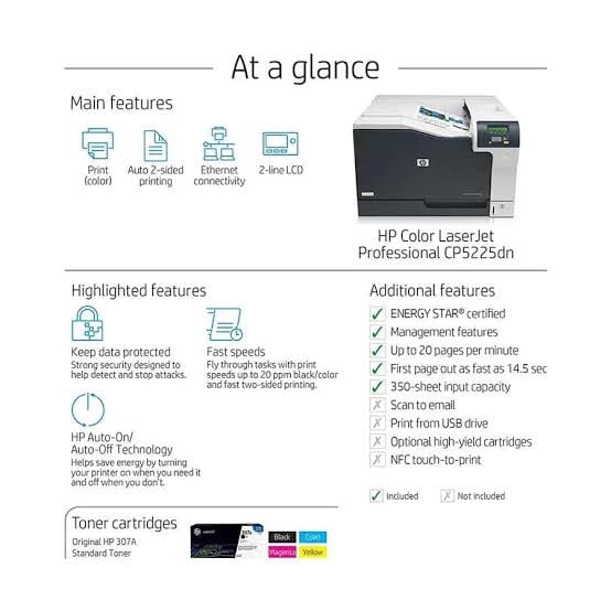 HP CP5225dn Colour Laser A3 Printer - Wireless, Duplex, 20ppm
