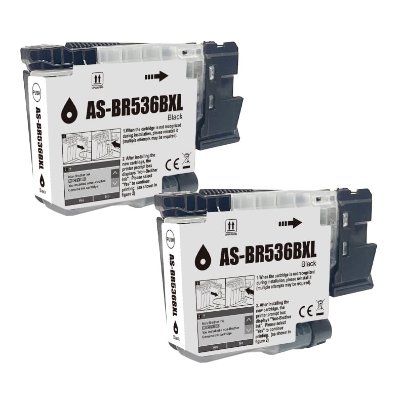 Compatible Brother LC536XL Black Ink High Yield 2 PACK LC536XLBK Compatible Brother LC536XL Black Ink High Yield 2 PACK LC536XLBK