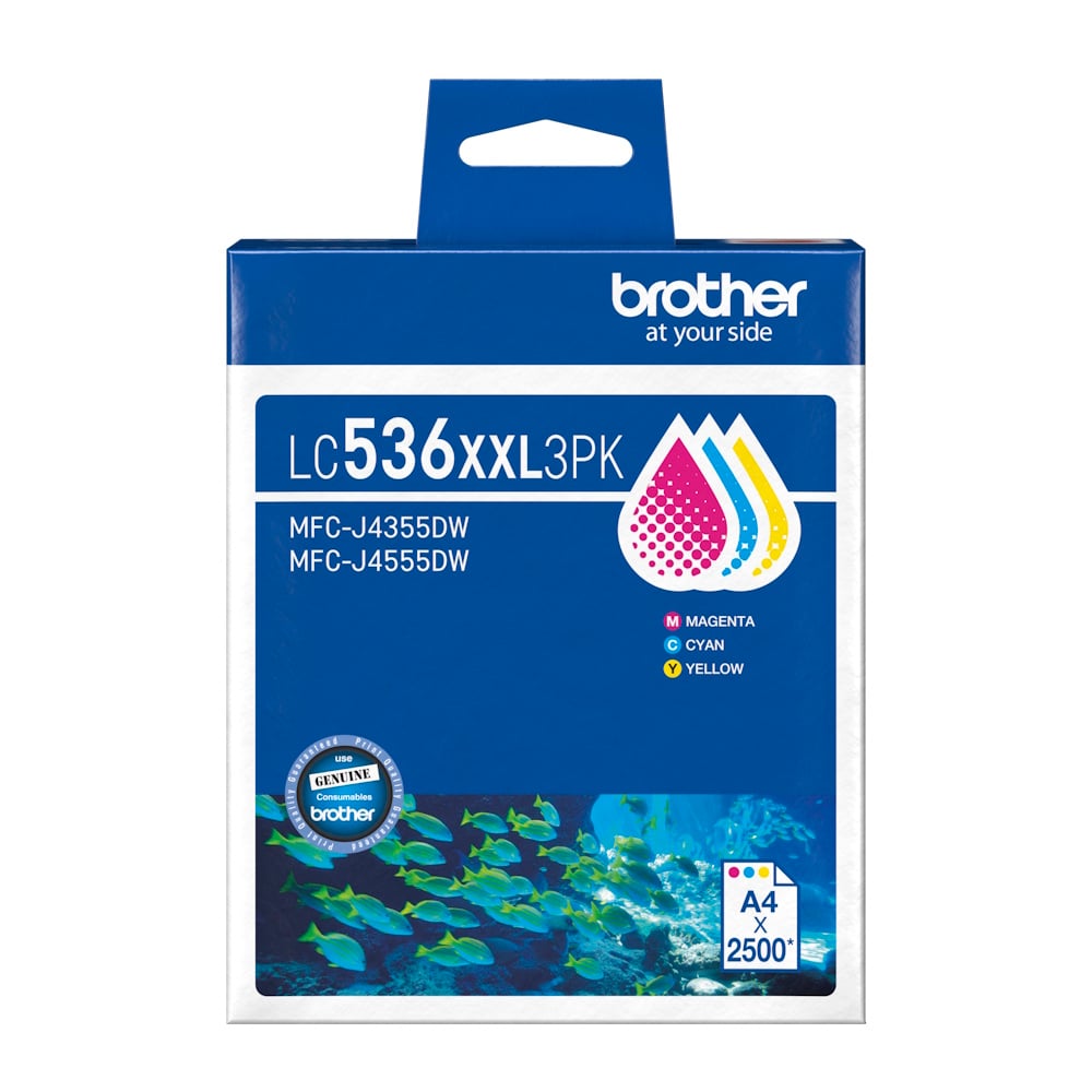 Genuine Brother LC536XXL Extra High Yield Colour Ink Combo Value Pack