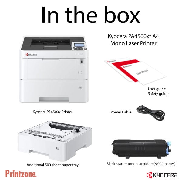 Kyocera ECOSYS PA4500xt Mono Laser Printer (includes extra 500 sheet paper tray)