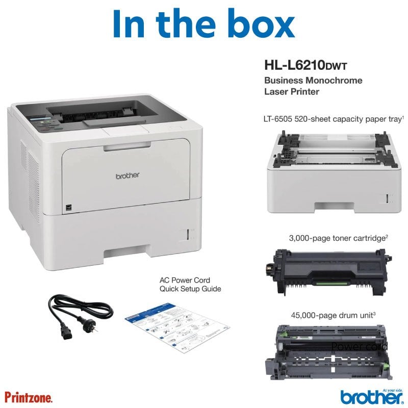 Brother HL-L6210DWT Mono Laser Printer Extra Tray / Duplex / Wireless / 50ppm