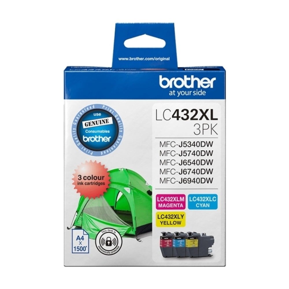 Genuine Brother LC432XLCMY High Yield Cyan Magenta Yellow Ink Cartridge Combo
