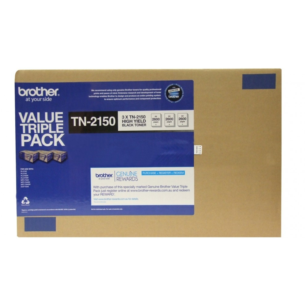 Genuine Brother TN-2150 Toner Cartridge 3 PACK