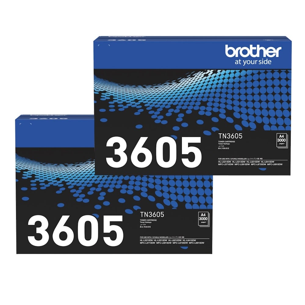 Genuine Brother TN3605 Toner Cartridge Standard Yield 2 PACK