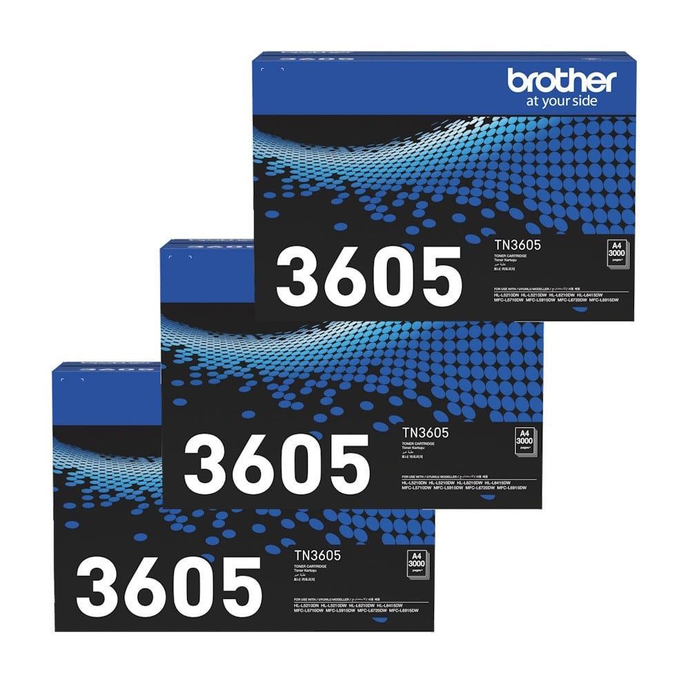 Genuine Brother TN3605 Toner Cartridge Standard Yield 3 PACK