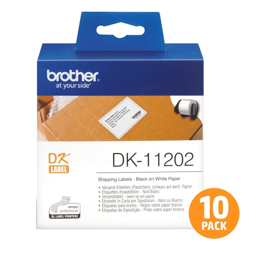 Brother DK-11202 Shipping/ Name Badge Label Roll - 62mm x 100mm - 300 per roll - 10 PACK Brother DK-11202 Shipping/ Name Badge Label Roll - 62mm x 100mm - 300 per roll - 10 PACK
