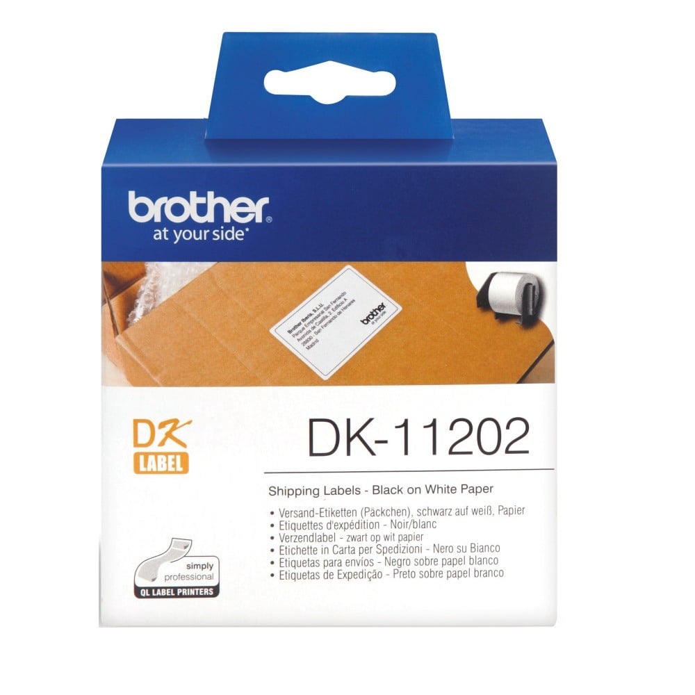 Brother DK-11202 Shipping/ Name Badge Label Roll - 62mm x 100mm - 300 per roll Brother DK-11202 Shipping/ Name Badge Label Roll - 62mm x 100mm - 300 per roll