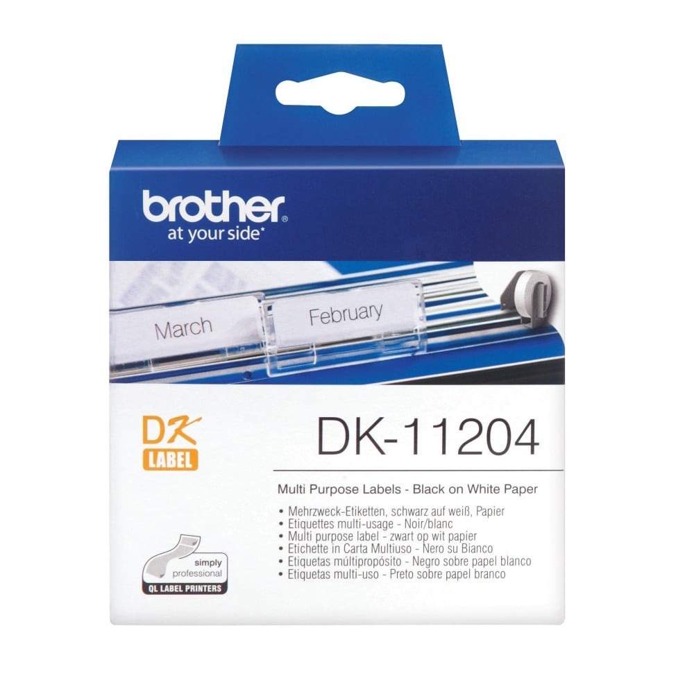 Brother DK-11204 Suspension File Label Roll - 17mm x 54mm - 400 per roll Brother DK-11204 Suspension File Label Roll - 17mm x 54mm - 400 per roll