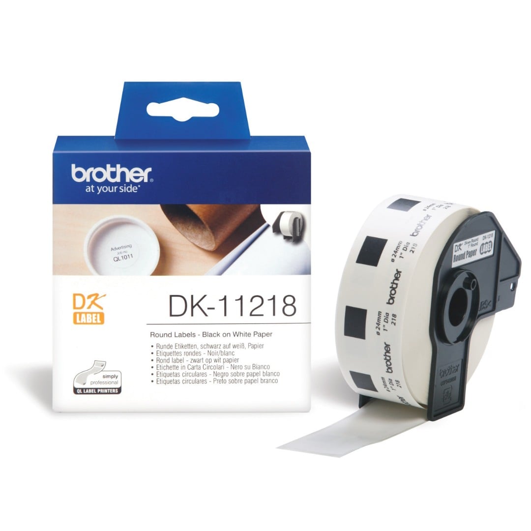 Brother DK-11218 Large Round Label Roll - 24mm Diameter - 1000 per roll