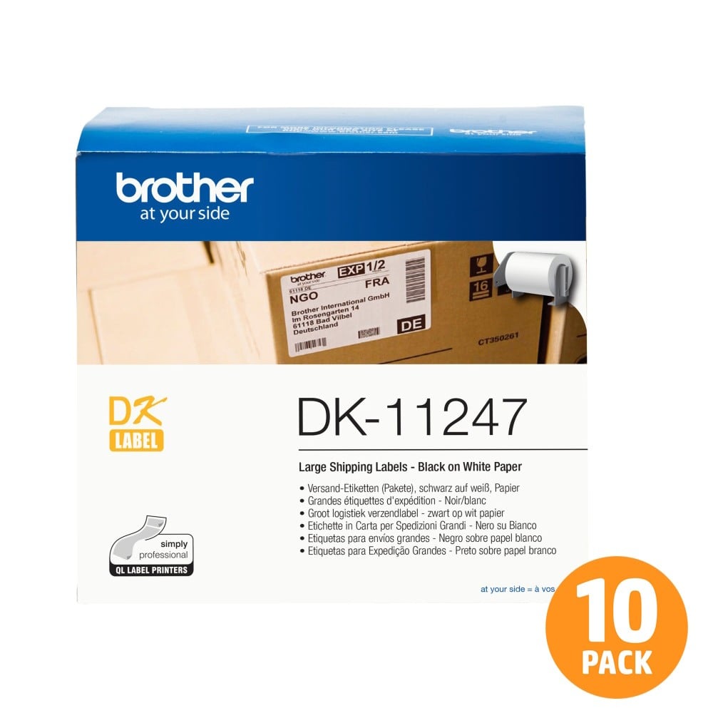 Brother DK-11247 Large Shipping Label Roll - 103mm x 164mm - 180 per roll - 10 PACK Brother DK-11247 Large Shipping Label Roll - 103mm x 164mm - 180 per roll - 10 PACK
