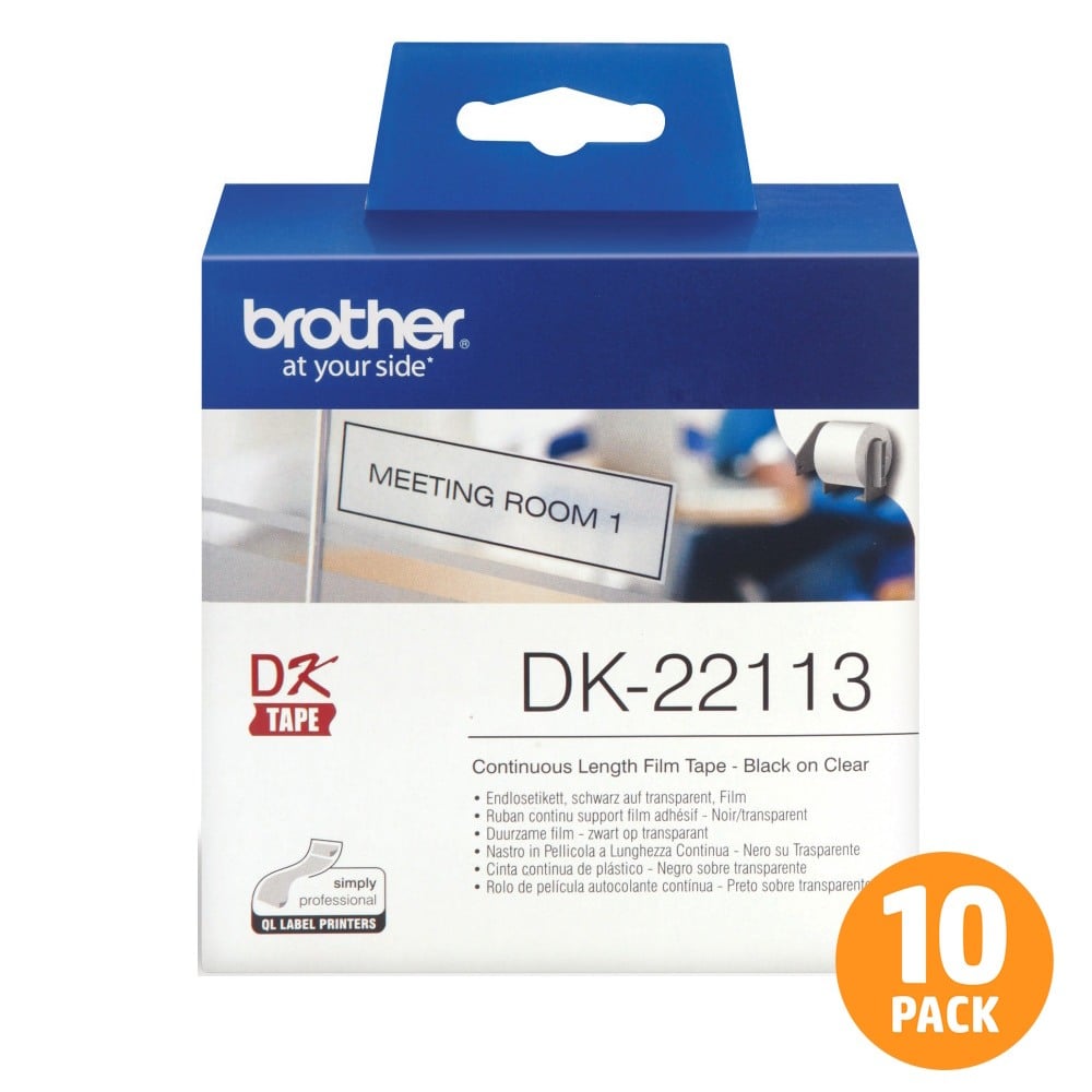 Brother DK-22113 Continuous Clear Label Roll - 62mm x 15.24m - 10 PACK Brother DK-22113 Continuous Clear Label Roll - 62mm x 15.24m - 10 PACK