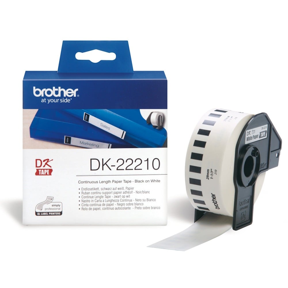 Brother DK-22210 Continuous White Label Roll - 29mm x 30.48m - 10 PACK