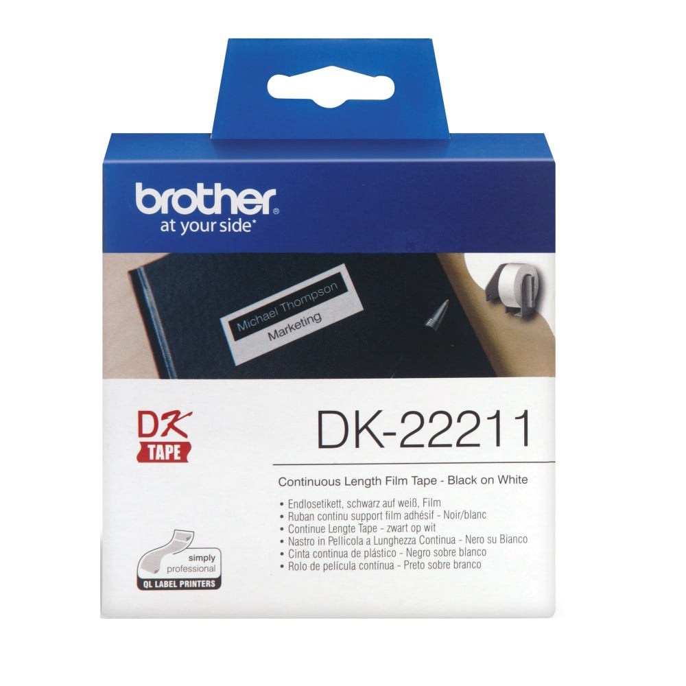 Brother DK-22211 Continuous White Film Label Roll - 29mm x 15.24m Brother DK-22211 Continuous White Film Label Roll - 29mm x 15.24m