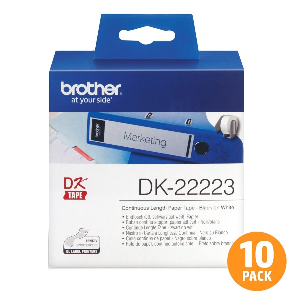 Brother DK-22223 Continuous White Label Roll - 50mm x 30.48m - 10 PACK Brother DK-22223 Continuous White Label Roll - 50mm x 30.48m - 10 PACK
