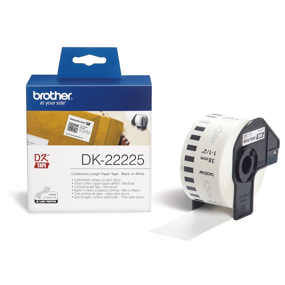 Brother DK-22225 Continuous White Label Roll - 38mm x 30.48m