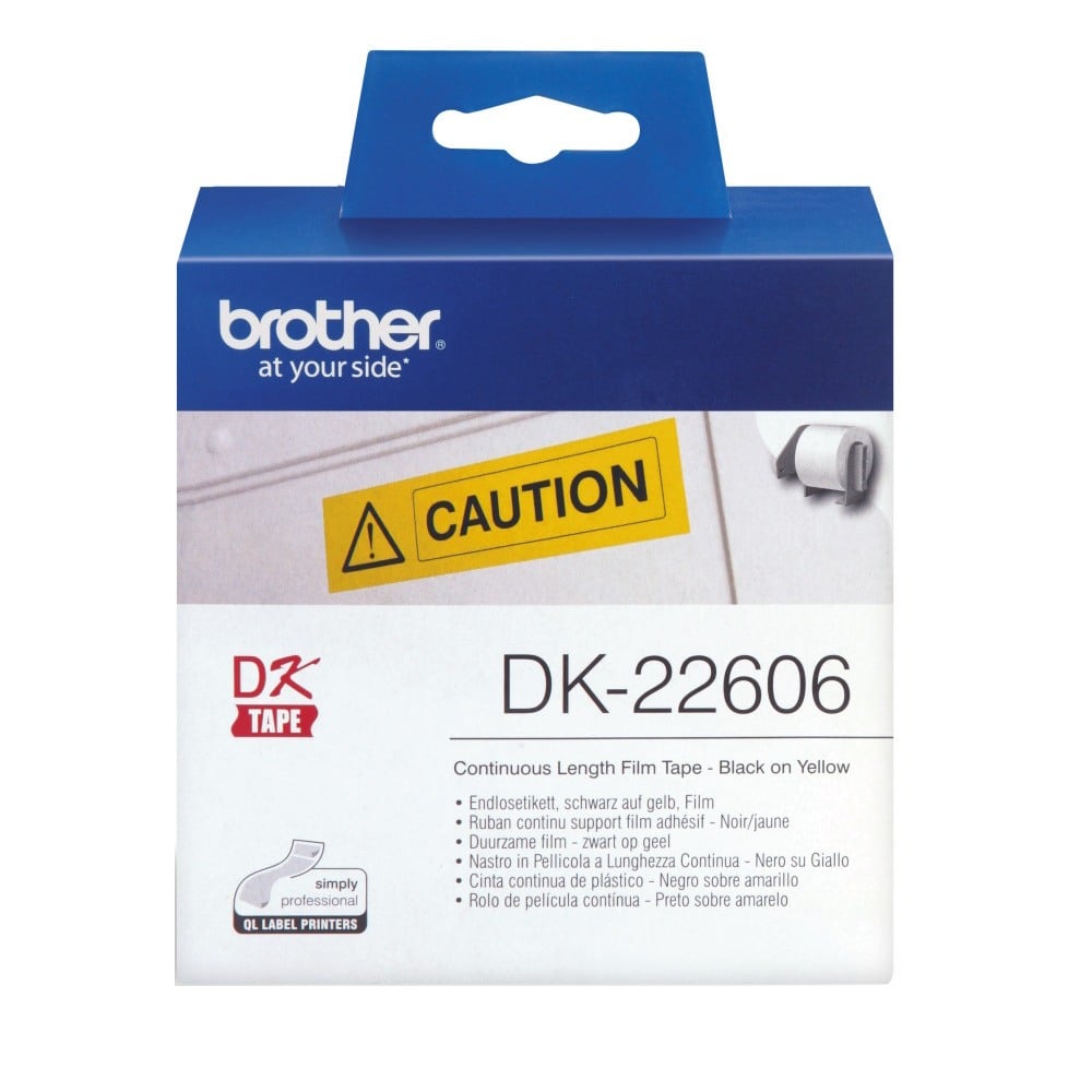 Brother DK-22606 Continuous Yellow Film Label Roll - 62mm x 15.24m Brother DK-22606 Continuous Yellow Film Label Roll - 62mm x 15.24m