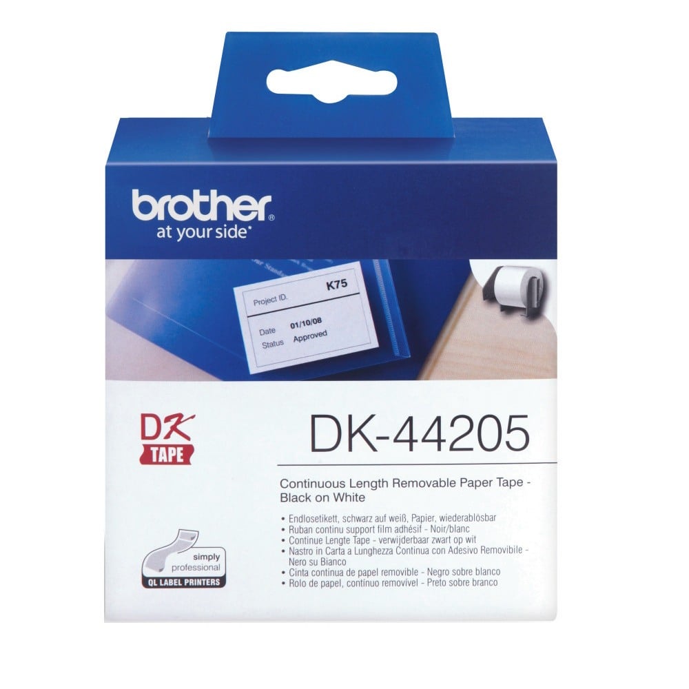 Brother DK-44205 Continuous White Removable Adhesive Label Roll - 62mm x 30.48m Brother DK-44205 Continuous White Removable Adhesive Label Roll - 62mm x 30.48m