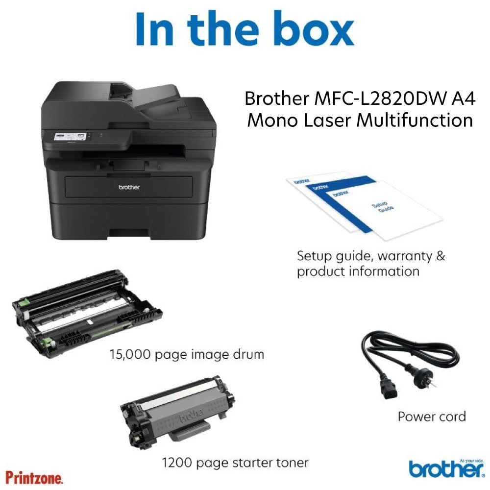 Brother MFC-L2820DW Mono Multifunction Laser Printer - Duplex, Wireless, 34ppm