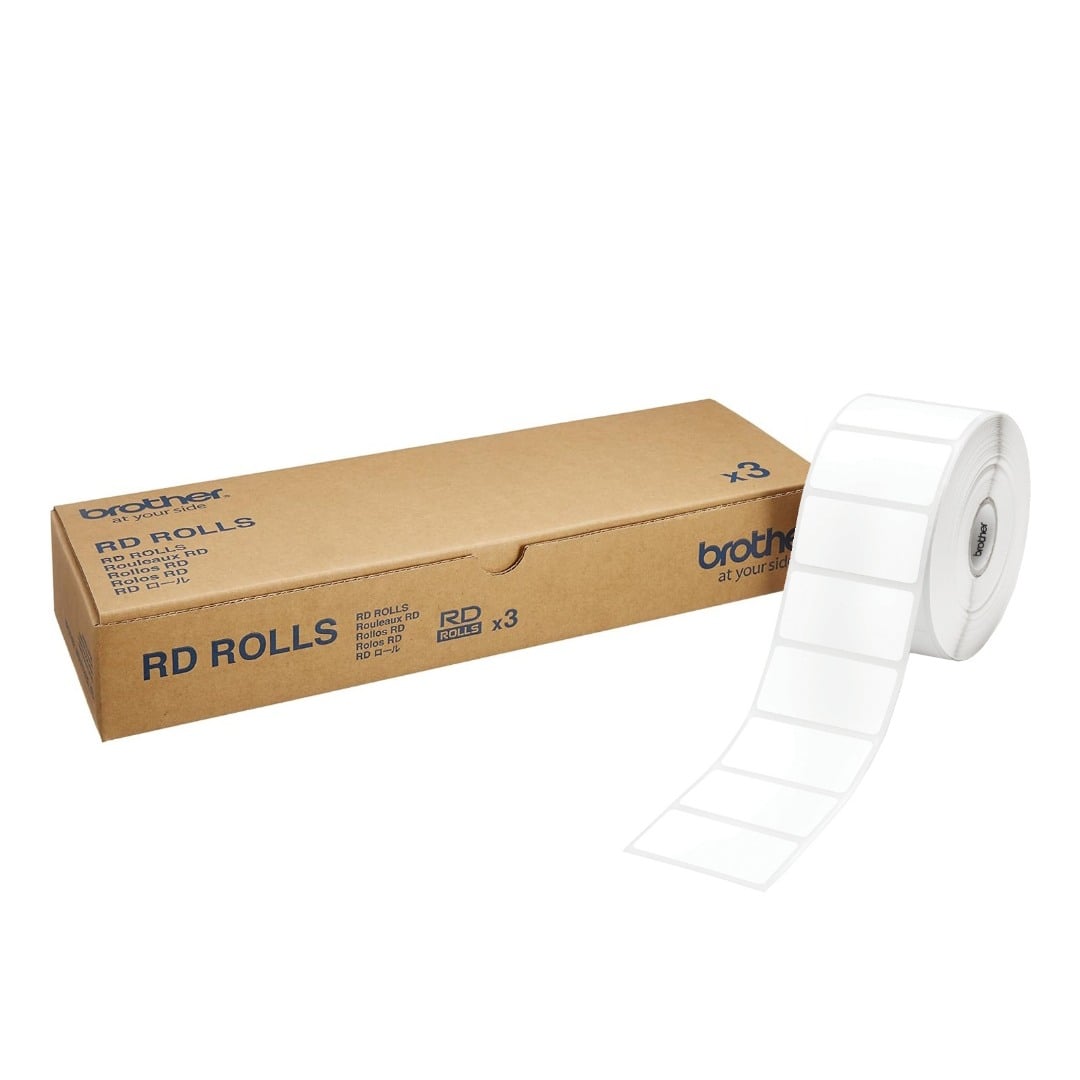 Brother RD-S05C1 Small Size Multi Purpose Label Roll - 51mm x 25mm - 1500 Per Roll - 3 PACK
