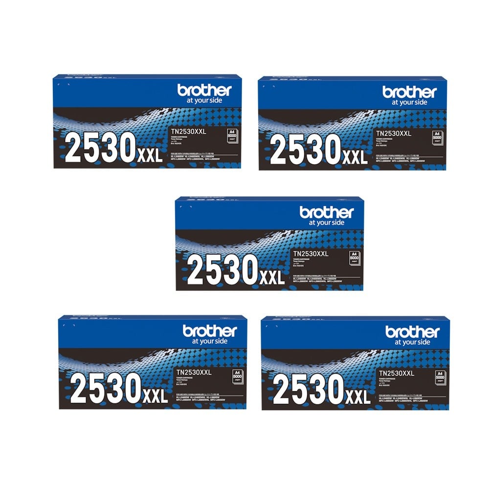 Genuine Brother TN2530XXL Toner Cartridge Extra High Yield 5 Pack