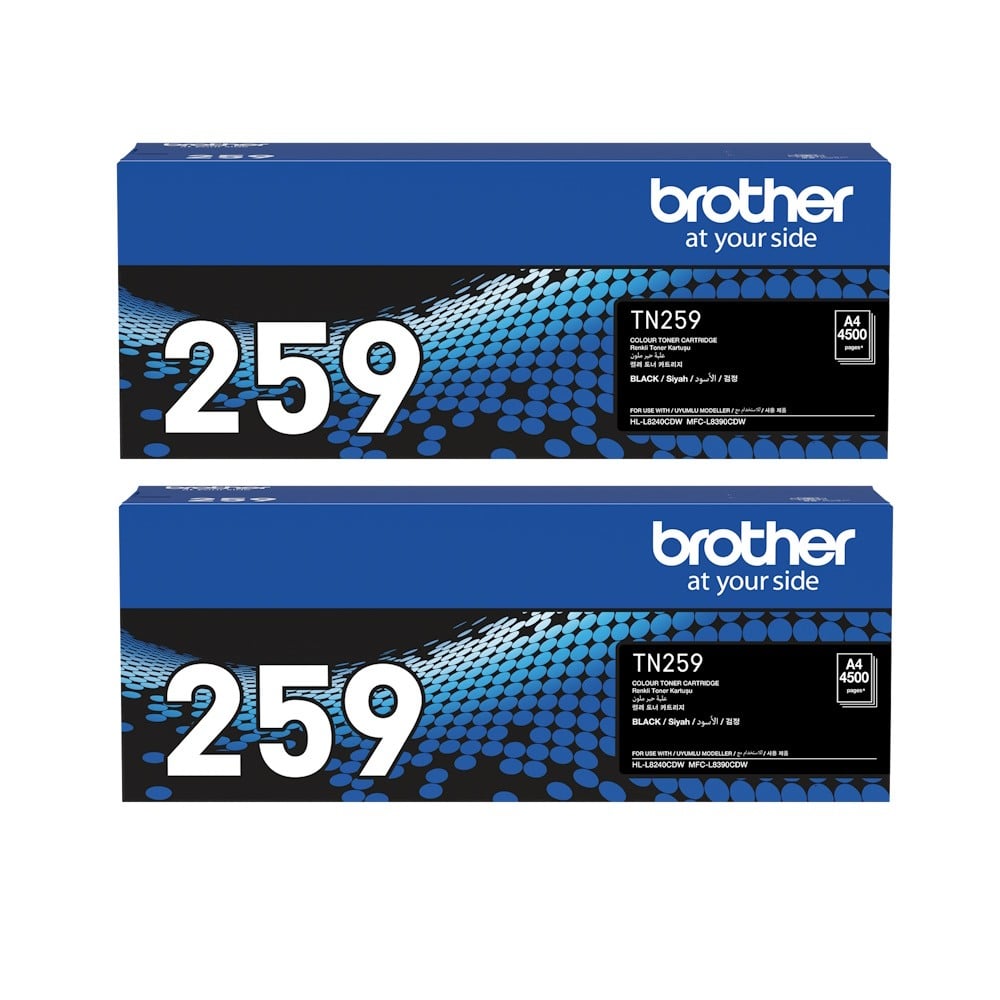 Genuine Brother TN259BK Black Toner 2 PACK