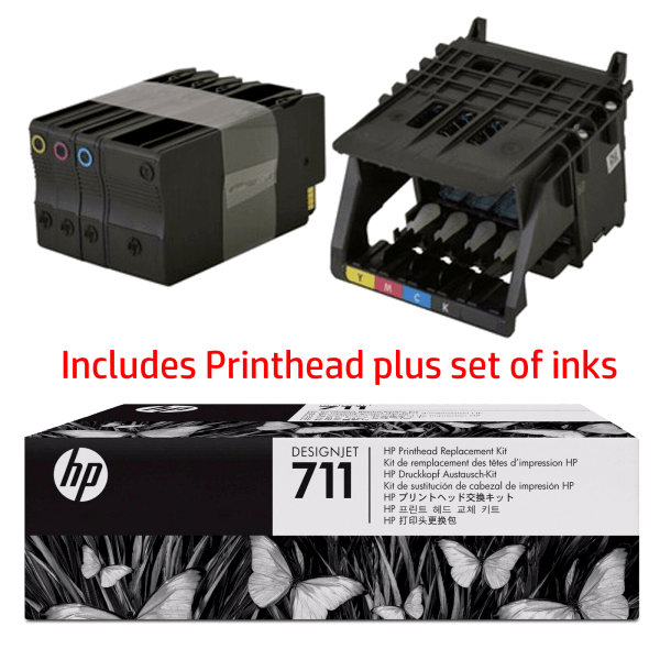 Genuine HP 711 C1Q10A Designjet Printhead Replacement Kit (includes set of inks)