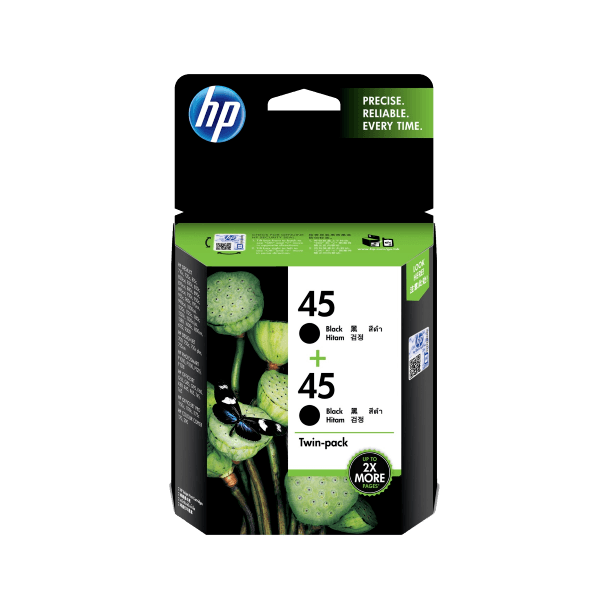 Genuine HP 45 Black Ink Cartridge TWIN PACK CC625AA Genuine HP 45 Black Ink Cartridge TWIN PACK CC625AA