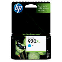 Genuine HP 920XL Cyan Ink Cartridge High Yield CD972AA Genuine HP 920XL Cyan Ink Cartridge High Yield CD972AA