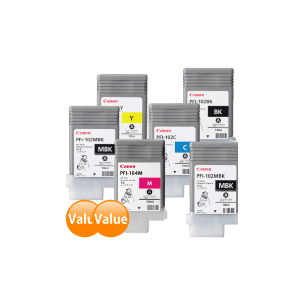 Genuine Canon PFI-102 PFI-104 PLUS Ink Cartridge Value Pack Genuine Canon PFI-102 PFI-104 PLUS Ink Cartridge Value Pack