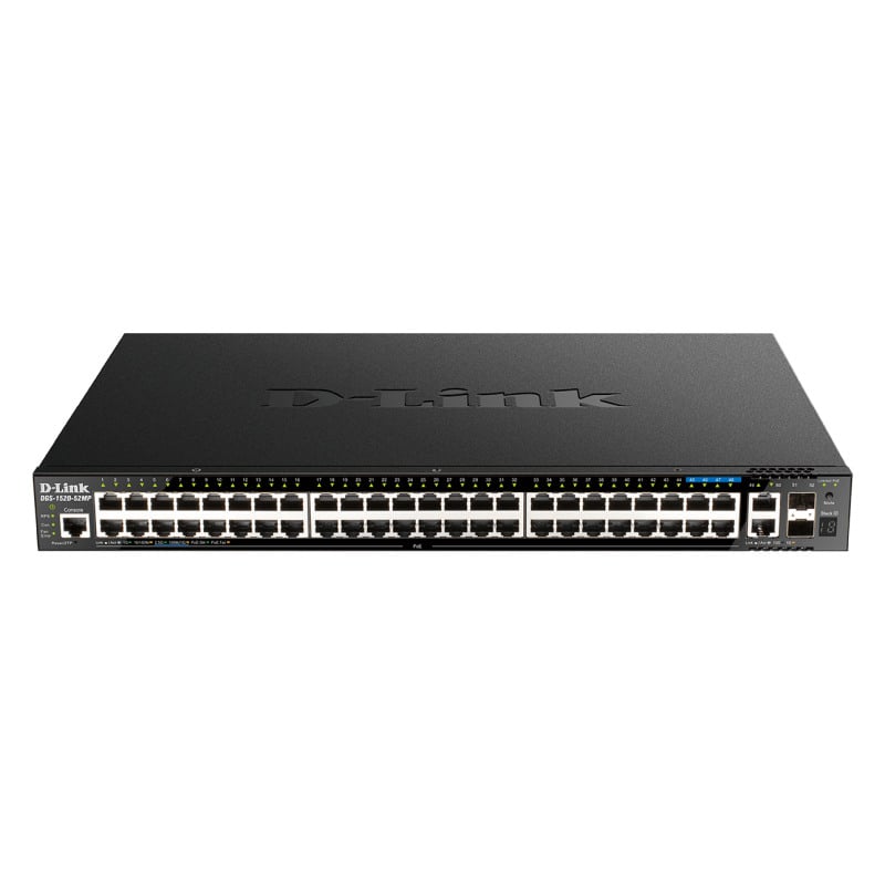 D-Link 52-Port Gigabit Smart Managed Stackable L3 Switch with 48 1000Base-T & 2 10GBase-T/SFP+Ports D-Link 52-Port Gigabit Smart Managed Stackable L3 Switch with 48 1000Base-T & 2 10GBase-T/SFP+Ports