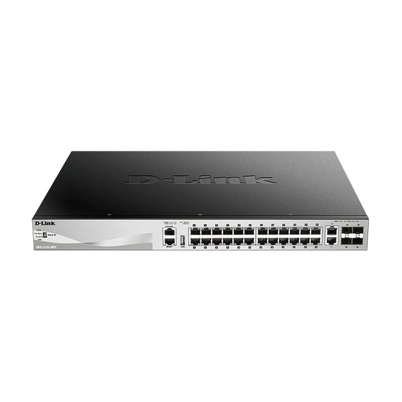 D-Link 30 port Stackable Gigabit PoE Layer 3+ Switch with 6 10GbE ports D-Link 30 port Stackable Gigabit PoE Layer 3+ Switch with 6 10GbE ports