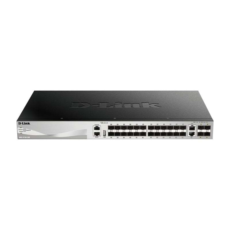 D-Link 30 port Stackable Gigabit SFP Layer 3+ Switch with 6 10GbE ports D-Link 30 port Stackable Gigabit SFP Layer 3+ Switch with 6 10GbE ports