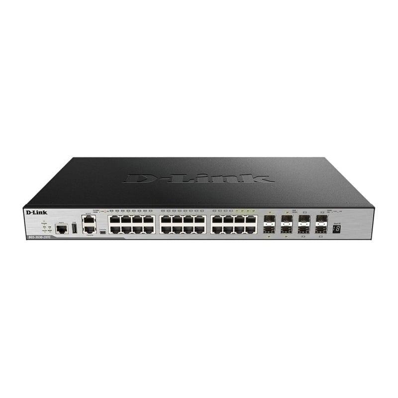 D-Link 28-Port Layer 3 Stackable Gigabit Switch with 4 10GbE Ports D-Link 28-Port Layer 3 Stackable Gigabit Switch with 4 10GbE Ports
