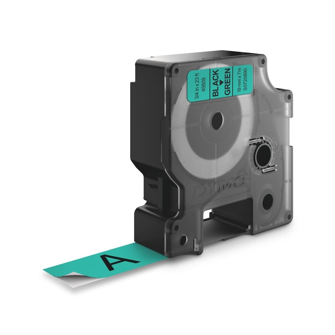 Dymo D1 Label - Black on Green - 19mm x 7m - S0720890 / SD45809