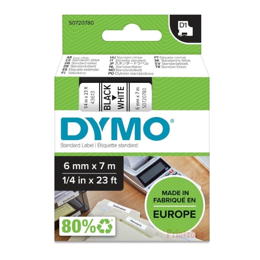 Dymo D1 Label - Black on White - 6mm x 7m - S0720780 / SD43613