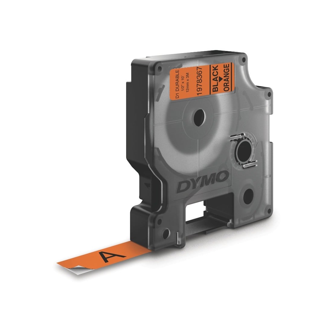 Dymo D1 Durable Label - Black on Orange - 12mm x 3m - 1978367