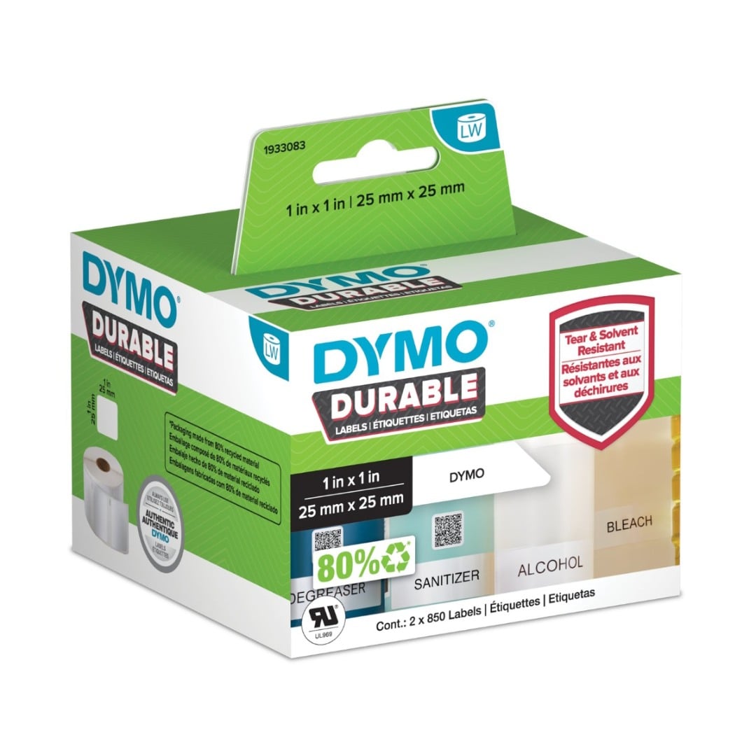 Dymo 1933083 LabelWriter Durable Industrial Square Labels 25 x 25mm