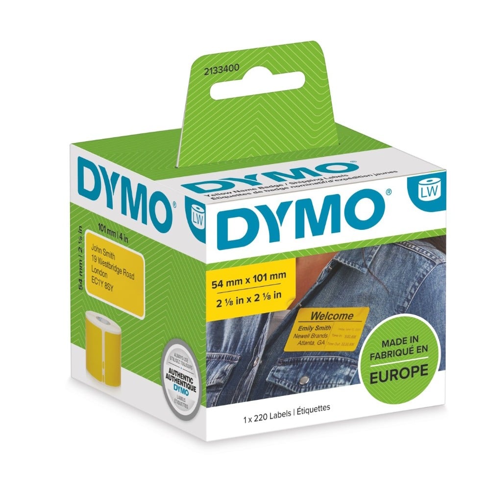 Dymo 2133400 LabelWriter Name Badge Labels YELLOW 54 x 101mm