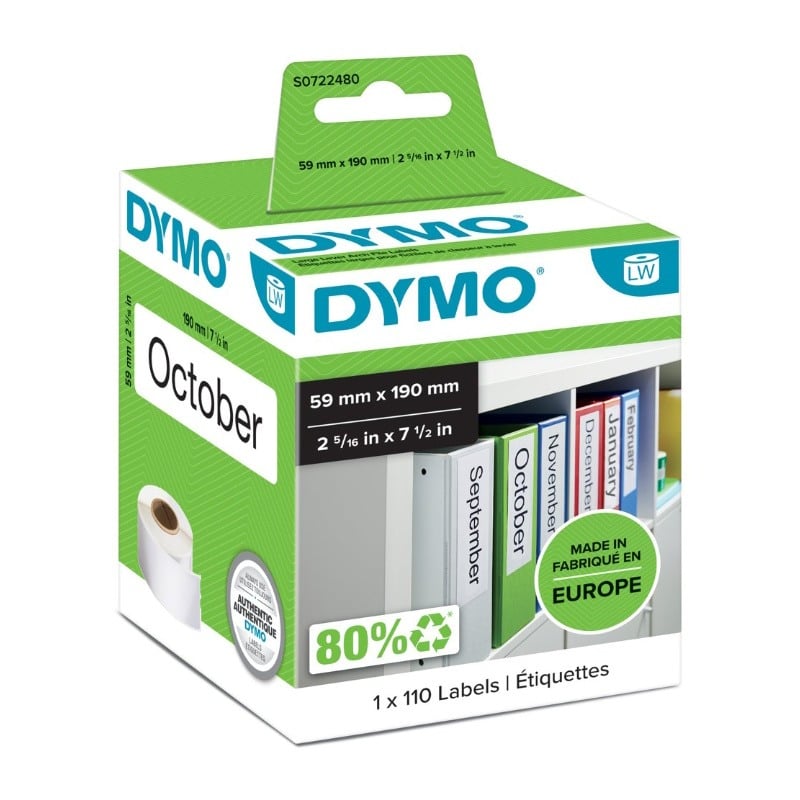 Dymo SD99019 / S0722480 LabelWriter Lever Arch Folder Labels 59 x 190mm