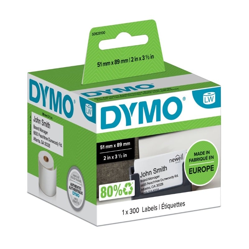 Dymo S0929100 LabelWriter Non-Adhesive Name Badge Labels / Business Cards 51 x 89mm