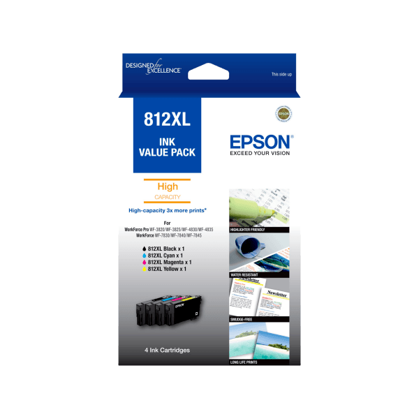 Genuine Epson 812XL Ink Cartridge High Yield Combo Value Pack