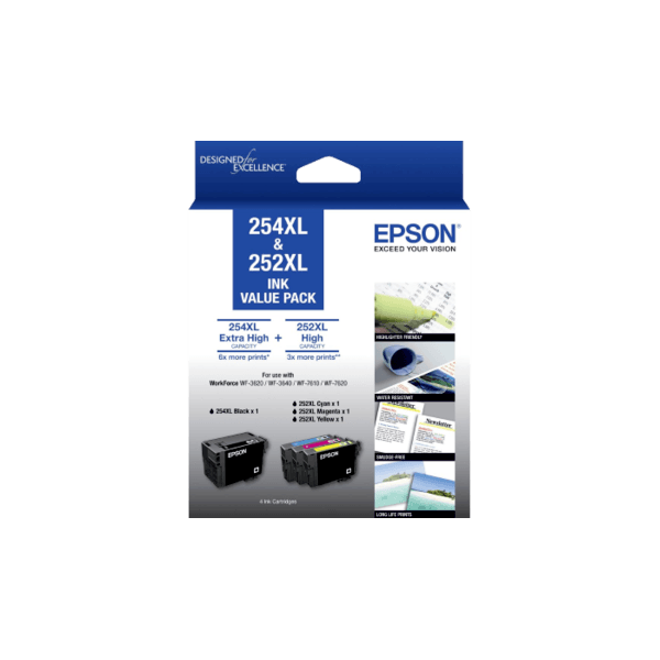 Genuine Epson 254XL 252XL Ink Cartridge Value Pack High Yield