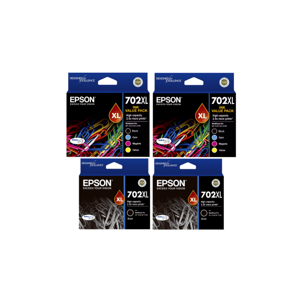 Genuine Epson 702XL Ink Double Value Pack PLUS 2 EXTRA BLACKS