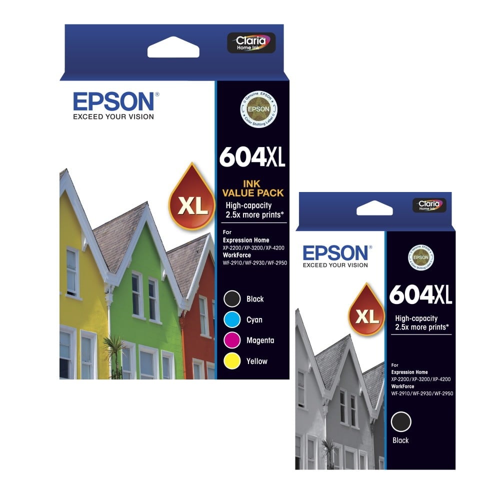 Genuine Epson 604XL High Yield Ink Cartridge Combo Value Pack PLUS EXTRA BLACK